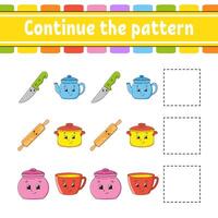 Continue the pattern. Education developing worksheet. vector
