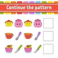 Continue the pattern. Education developing worksheet. vector