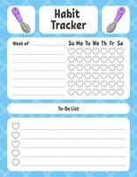 Habit tracker for kids. Sheet template for printing. vector