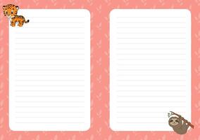 Colored sheet template for notes. vector