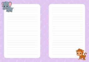 Colored sheet template for notes. vector