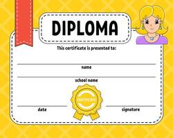 Diploma certificate template. vector