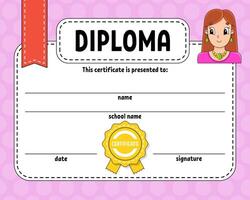 Diploma certificate template. vector