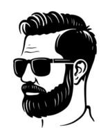 Man with beard and glasses. Face with hairstyle vector