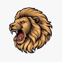 lion head with open mouth on a white background vector