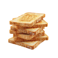 Freshly Toasted Golden Brown Bread Slices on Transparent background AI-Generative png
