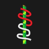 Indonesian flag coiled on sharpened bamboo isolated on black background. Suitable for Independent Day decorations. vector