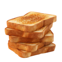 Stack of Golden-Brown Toasted Bread Slices on Transparent background AI-Generative png