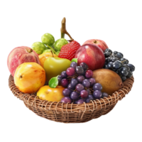 High-Quality Transparent Organic Fruit Basket Set on Transparent background AI-Generative png