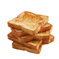 Stack of Golden Brown Toasted Bread Slices on Transparent background AI-Generative png