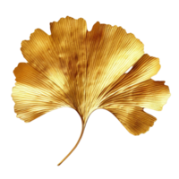 Shiny Golden Maple Leaf with Texture on Transparent background AI-Generative png