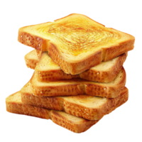 Golden Brown Toast Stack on Transparent background AI-Generative png