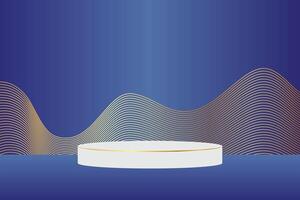 Abstract Blue Podium Background with Golden Lines vector