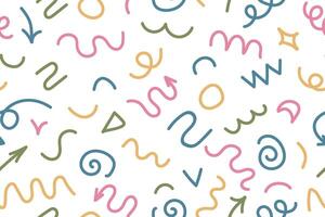 Seamless pattern of straight and wavy marker lines. vector