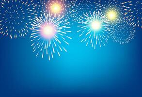 Golden firework on blue background for celebration concept vector