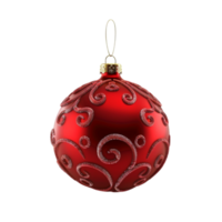 Christmas Ornament with Swirly Design Hanging from String on Transparent background AI-Generative png