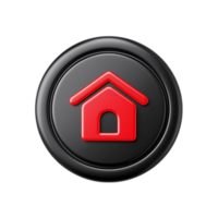 Red House Icon on Black Circle Background on Transparent background AI-Generative png