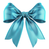 3D rendering of blue satin bow, decorative item for fashion and interior design on Transparent background AI-Generative png