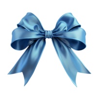 Shiny blue bow with glossy texture on transparent background on Transparent background AI-Generative png