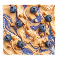 Creamy blueberry and honey ice cream with swirling patterns and close-up on Transparent background AI-Generative png