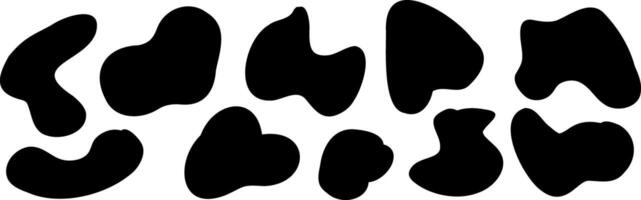Abstract blob Freeform amoeba shapes set of black silhouettes vector