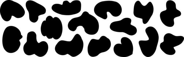 Abstract blob Freeform amoeba shapes set of black silhouettes vector