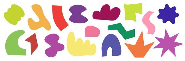 Abstract blob Freeform amoeba shapes set of colored children's stickers vector