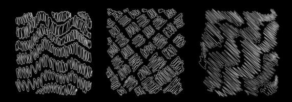 white square stickers with various hand-drawn pencil crosshatch textures. Naive Doodle Patterns. Design elements for social media posts vector