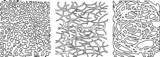 Black horizontal stickers with various hand-drawn pencil crosshatch textures. Naive Doodle Patterns. Design elements for social media posts vector