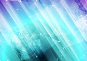 Bright hi-tech background with low poly and HUD gears vector