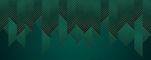 Turquoise stripes and golden lines abstract geometric banner vector
