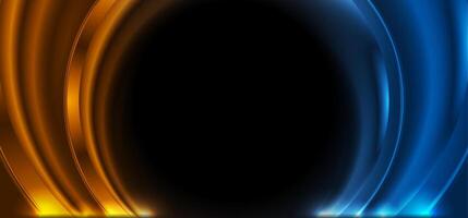 Blue and orange glowing circles abstract geometric background vector