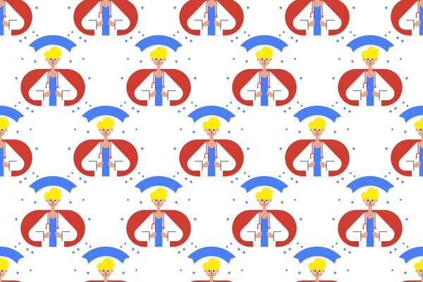 Flat people seamless pattern background
