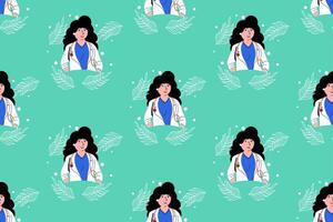 Flat people seamless pattern background vector