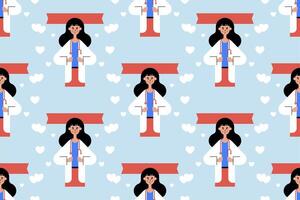 Flat people seamless pattern background vector