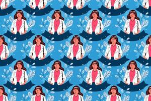 Flat people seamless pattern background vector