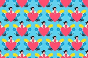 Flat people seamless pattern background vector