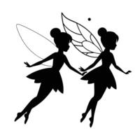 Flat design fairy black silhouette isolated white background vector