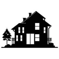 Flat design house silhouette isolated white background vector