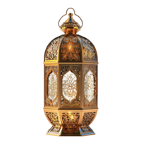 Intricately Designed Golden Lantern with Handle, 3D Rendering AI-Generative png