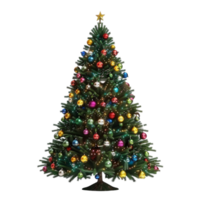Christmas Tree with Ornaments and Star on Top on Transparent background AI-Generative png