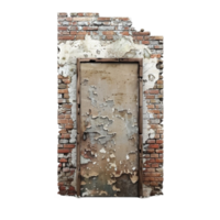 Open Door in Brick Wall with Tree in Distance AI-Generative png