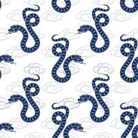 Seamless pattern with Asian elements for happy Chinese new year of the Snake 2025 vector