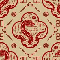 Seamless pattern with Asian elements for happy Chinese new year of the Snake 2025 vector