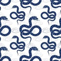 Seamless pattern with Asian elements for happy Chinese new year of the Snake 2025 vector