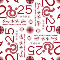 Seamless pattern with Asian elements for happy Chinese new year of the Snake 2025 vector