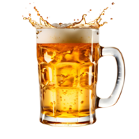 cerveza tazas tostado creando chapoteo aislado en transparente fondo, cortar afuera, o recorte camino. png