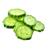 Slices of cucumber isolated on transparent background, cut out, or clipping path. png