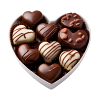 Heart shaped chocolates isolated on transparent background, cut out, or clipping path. png