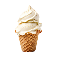 Vanilla ice cream cone isolated on transparent background, cut out, or clipping path. png